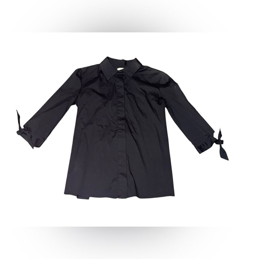 Women’s MILLY black 3/4 sleeve button down open lace up back size small